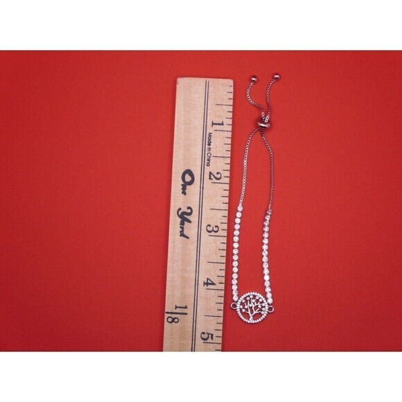 Cubic Zirconia Tree Of Life Adjustable Bolo Bracelet in Fine‎ Silver Plate $75 - Picture 5 of 8